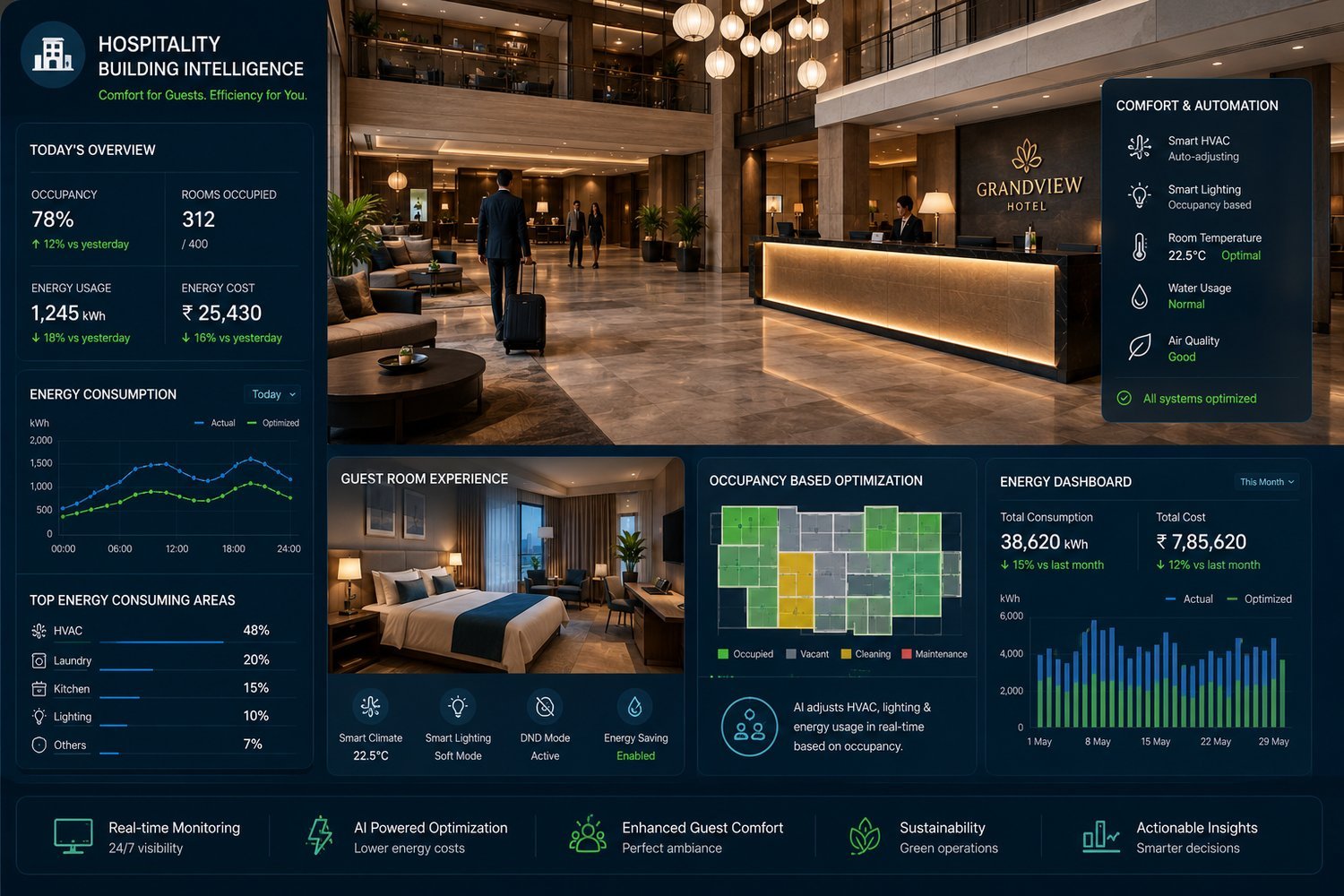 Hospitality Buildings — AI guest comfort optimization